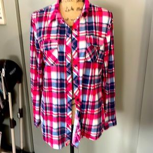 Red plaid button down